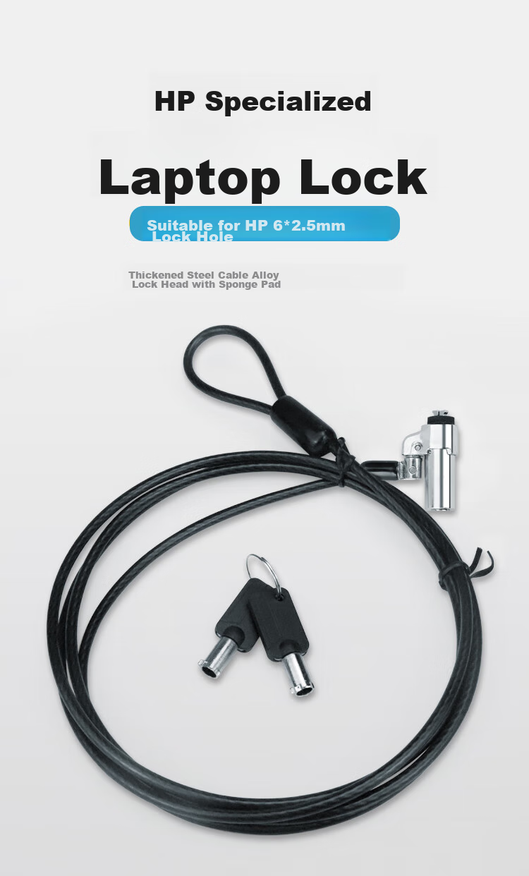 HAILE Laptop Lock Anti-Theft Lock Password Lock, Suitable for HP Lenovo 6*2.5mm Laptop Lock Hole, AL-11 1