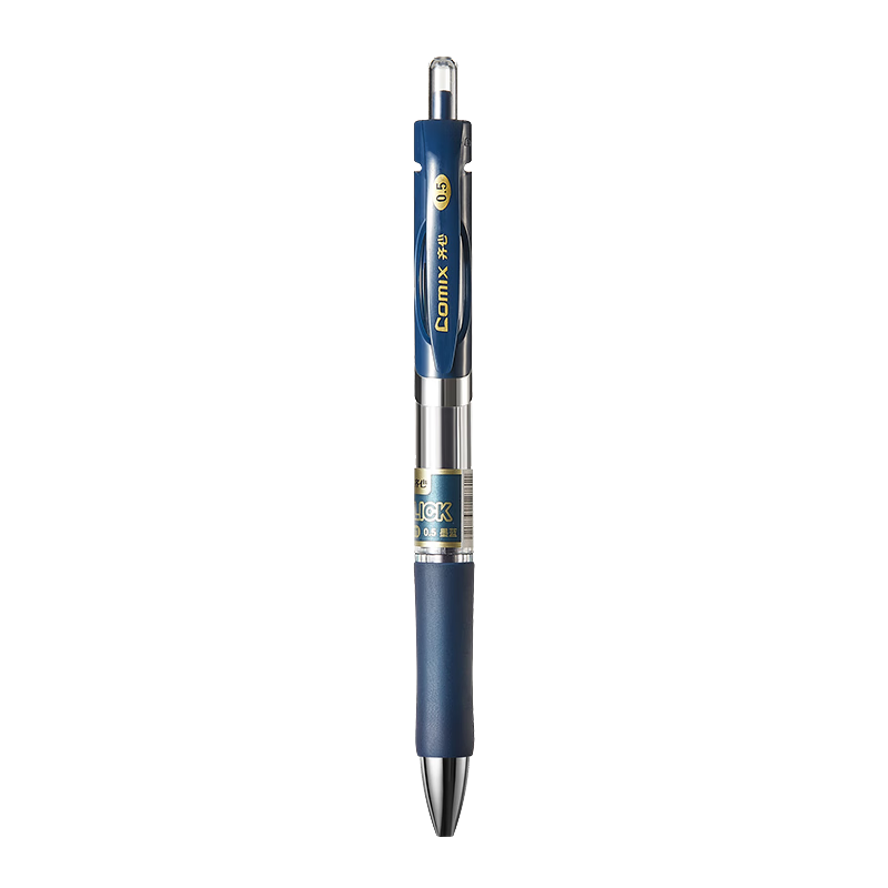 COMIX Gel Ink Pen, 0.5mm Bullet Tip, Navy Blue, 12 Pens Per Box, Imported Ink, for Business And Office Use, K3511