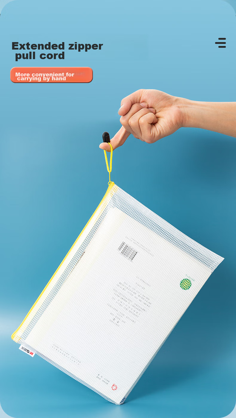 M&G [Super Popular] Stationery, 10-Pack A4 Grid Zipper Pouches, Soft Student Subject Classification File Folders, Exam Paper Storage, Office And Study Supplies, ADM945M7 7