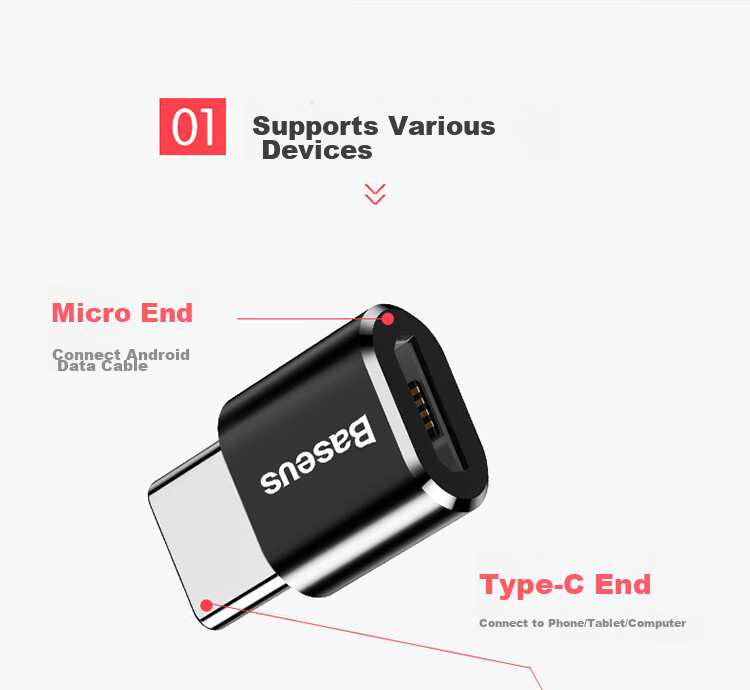 Baseus Type-C Adapter USB OTG Data Cable, Phone USB Drive Tablet Adapter, Car Charger Converter, Compatible with Apple MacBook Laptops Huawei Xiaomi 2