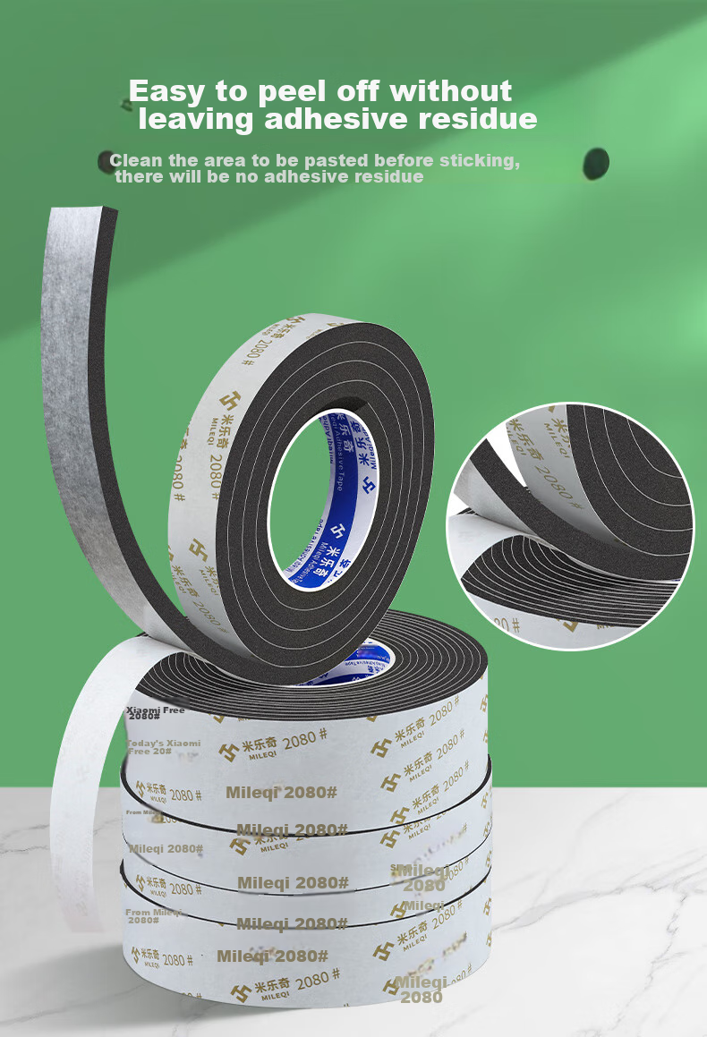 Mileqi Single-Sided Foam Tape, Shock-Absorbing And Anti-Collision, for Door Gaps Sealing And Buffering, 3mm Thick * 50mm Wide * 5m Long, 1 Roll Package 6