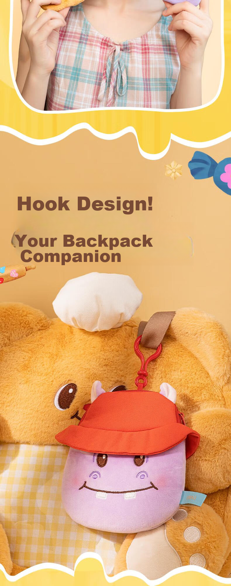 Deli Butter Bear Crossbody Earphone Bag, Cute Travel Design, Versatile And Adorable, Children's Crossbody Bag, Gift for Kids 3