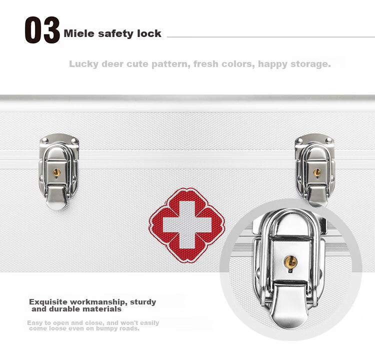 Weijian Medical Box, Home First Aid Kit with Lock, Storage Box, Family Medicine Cabinet, Aluminum Alloy 7
