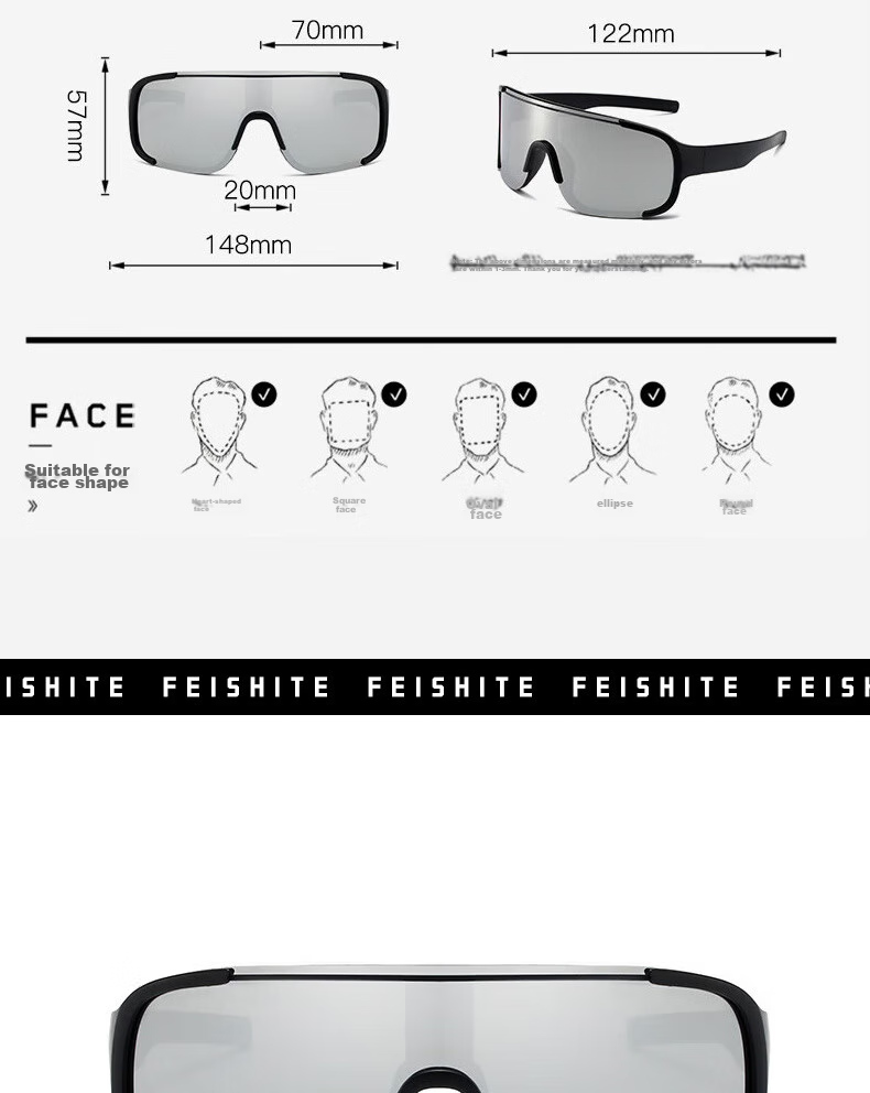 FESETE Cycling Sunglasses, Mountain Climbing Goggles, Mountain Biking Protective Sunglasses, Windproof, Dustproof, Splash-Resistant, for School 17
