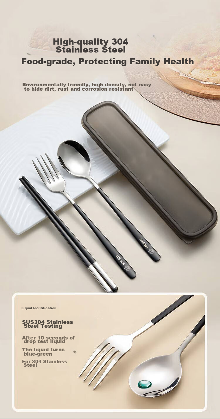 JD Original Cute Space Capsule Portable Cutlery Set, 304 Stainless Steel Spoon And Chopsticks, Elementary School Student Takeaway Cream-Colored Tableware 4