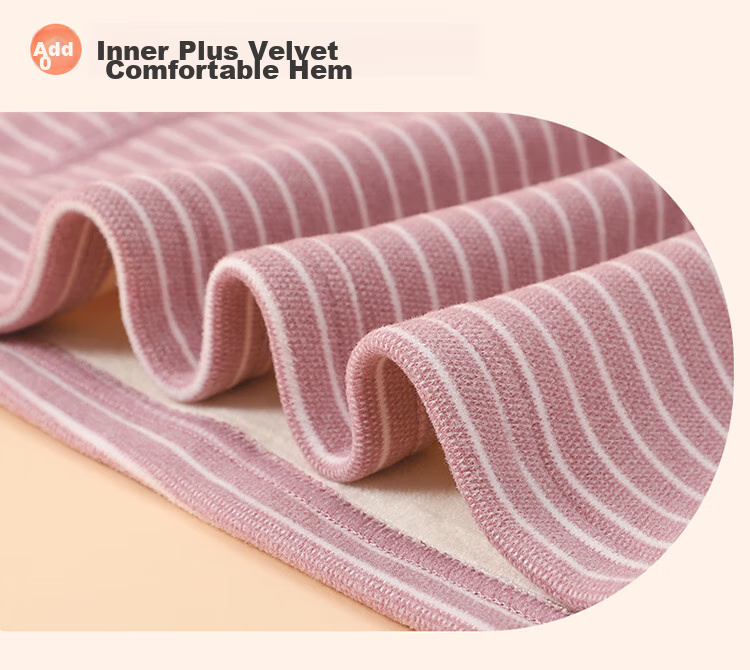 LangSha Children's Thermal Underwear Set, Girls' Autumn And Winter Yang Ion Fleece Pajamas, Home Wear, Girls' Autumn Top And Pants Set, Pink-Wide Stripes, 130 (Recommended Height 120-130cm) 20