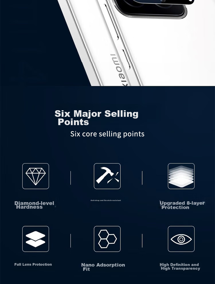 ESCASE Xiaomi 14 Camera Lens Protector, High-Definition Tempered Glass Film, AR Anti-Glare Full Coverage Phone Rear Camera Protective Film, Shockproof, Anti-Fingerprint, Ultra-Thin Glass Screen Protector 2