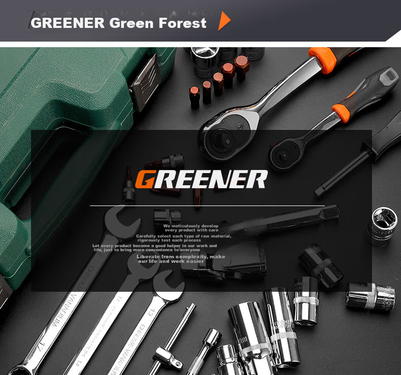 GREENER 83-Piece Professional Auto Repair Tool Set Ratchet Wrench Set with Toolbox Combination and Open-End Wrenches Full Home Repair Kit 11