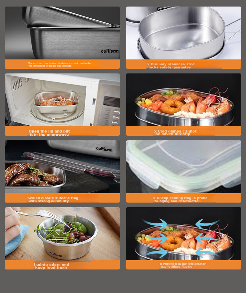 Cuitisan Korean Imported Food-Grade 316 Stainless Steel Lunch Box, Microwave-Safe, Antibacterial Food Storage Container, 530ml 15