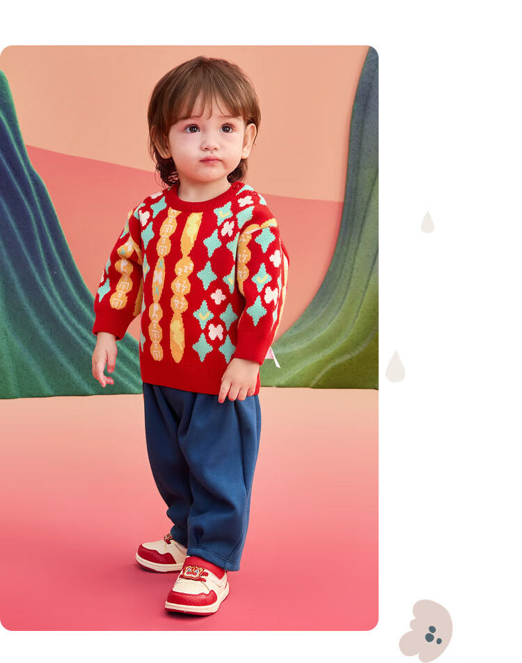 BALABALA Baby Sweater Infant Knitwear Toddler Pullover 2025 Spring Children's New Year Traditional Style 208125103206 13