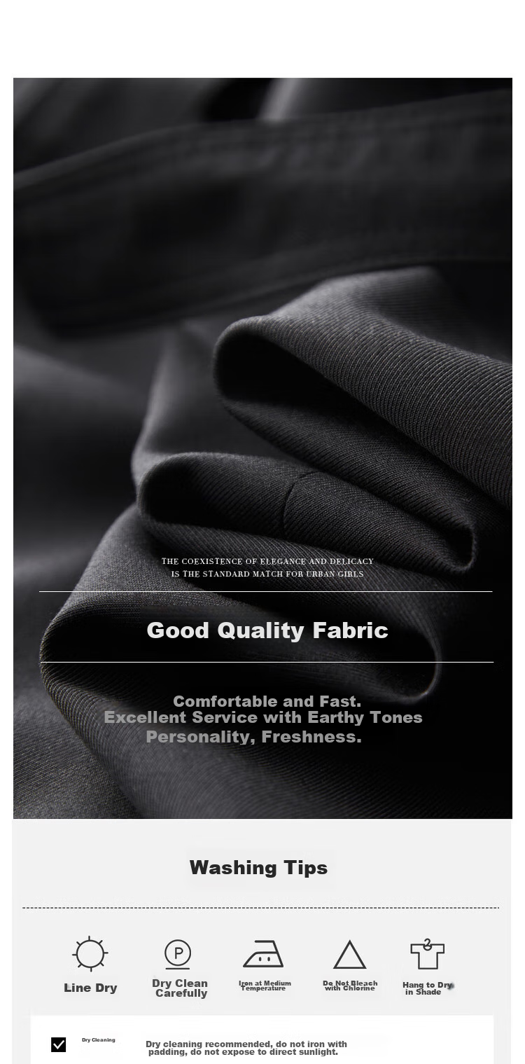 Dme Double-Breasted Trench Coat, Spring And Autumn Suit Collar H-Type Double-Breasted Long-Sleeve Trench Coat for Women, Mid-Length Style, Deep Khaki, S 9