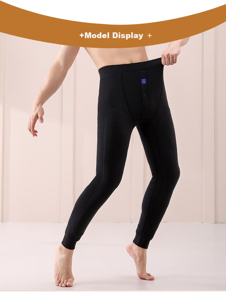 LangSha Thermal Underwear for Men [2025 Autumn New Arrival], Inner-Lined Fleece-Lined Thick Base Layer Pants, Northeast Large Size down Knee-Protecting Cotton Pants 15