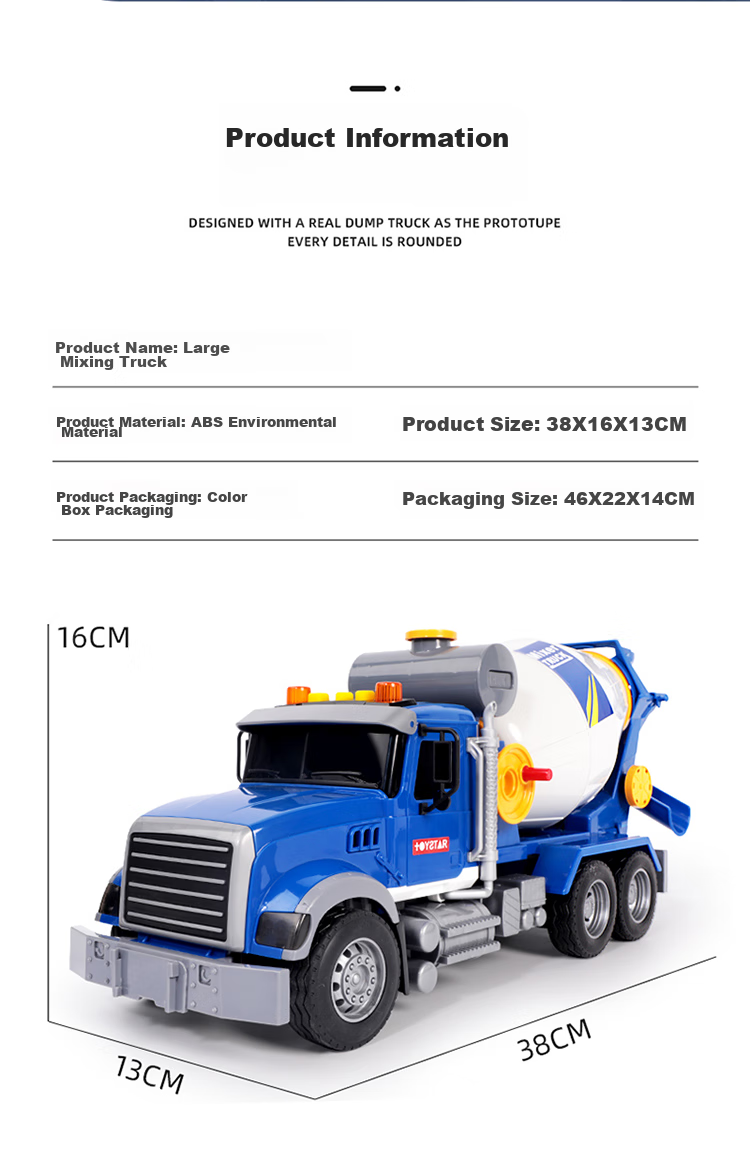XST Extra Large Mixing Truck Children's Toy with Sound And Light, Can Dispense Concrete Cement, Tank Truck, Boys' Birthday Gift 9