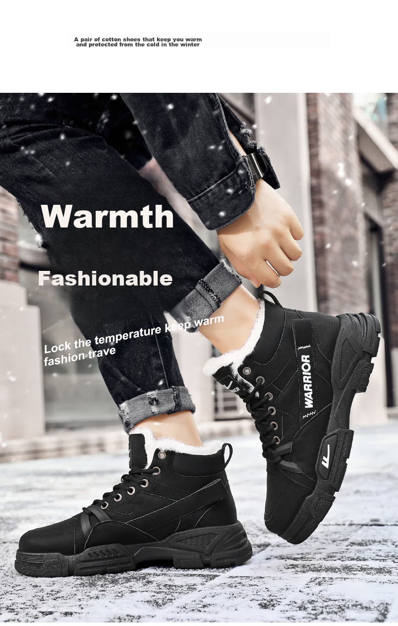 Huili Men's Martin Boots, 2025 Autumn And Winter New Style Men's Fleece-Lined Snow Boots, Warm Work-Style Cotton Shoes, Gray, Size 41 2