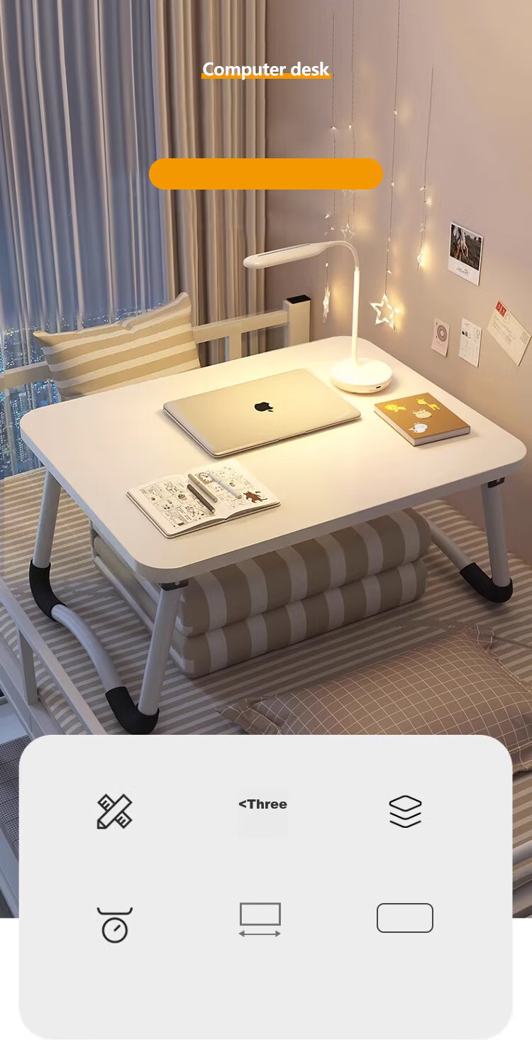 XINGKAI Bedside Small Table, Bed Laptop Desk, Foldable Bed Desk, Study Table BGZ692 Flat White 60*40 2