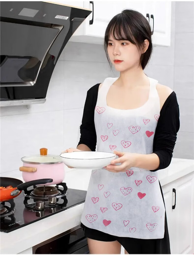 PINYU Disposable Apron, Comfortable And Breathable, Oil-Proof, Splash-Resistant, for Hot Pot Dining And Gatherings, Kitchen Neck Gaiter, Heart-Shaped Pullover Style 20