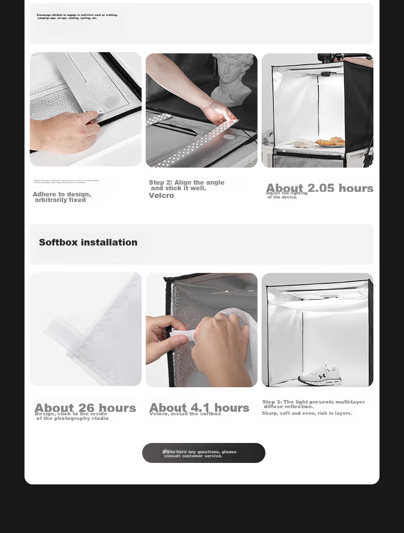AMBITFUL Zhijie 40cm Four-Light Set Photography Studio Small LED Studio Light Box Product Shooting Props Mini Still Life Box Light Softbox Studio Shooting Table 16