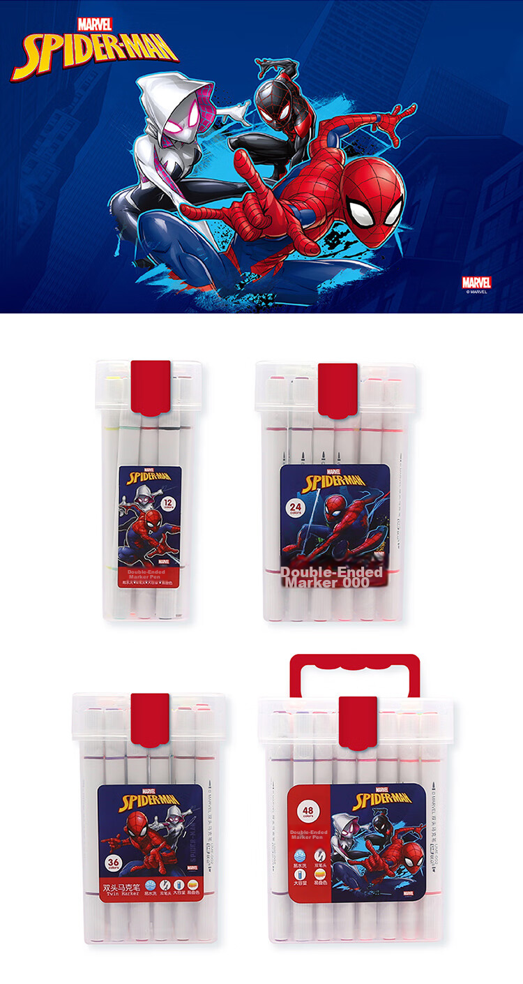 Disney 36-Color Dual-Tip Markers for Students And Children's Art, Drawing Pens, Birthday Gift, Spider-Man Watercolor Markers 9
