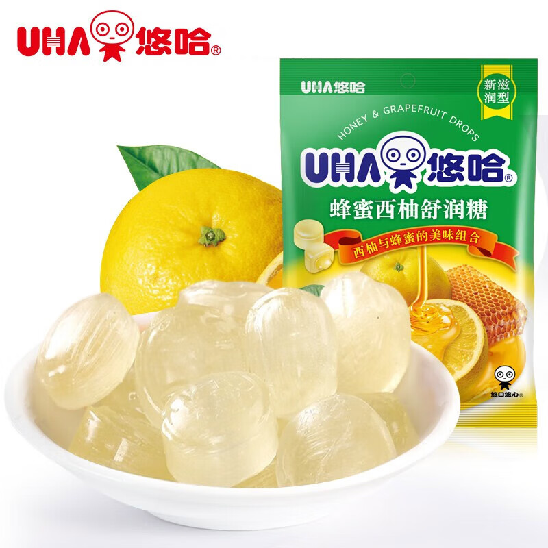 悠哈 蜂蜜西柚舒润糖 103g  薄荷润喉糖 护嗓润肺 清新口气 