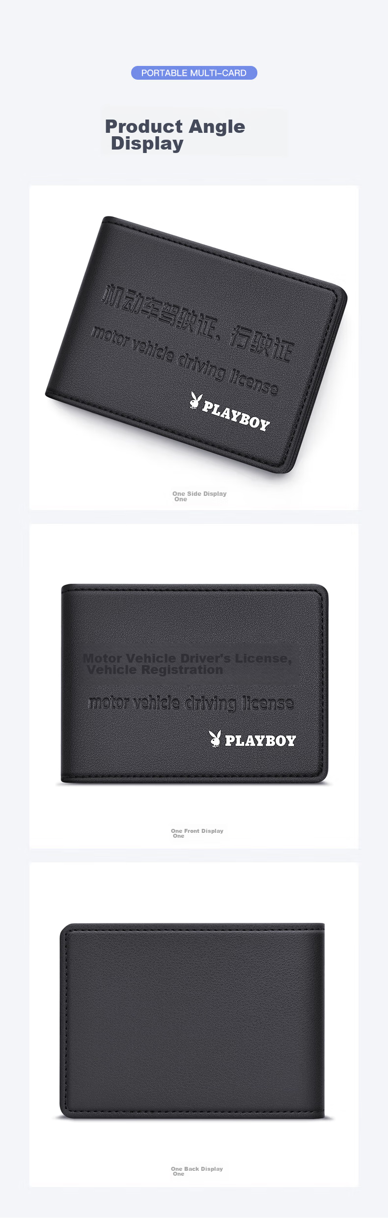 PLAYBOY Driver's License Holder, Men's Driving Permit Protective Case, Multifunctional Vehicle Driving Document Holder, Two-In License Clip 7