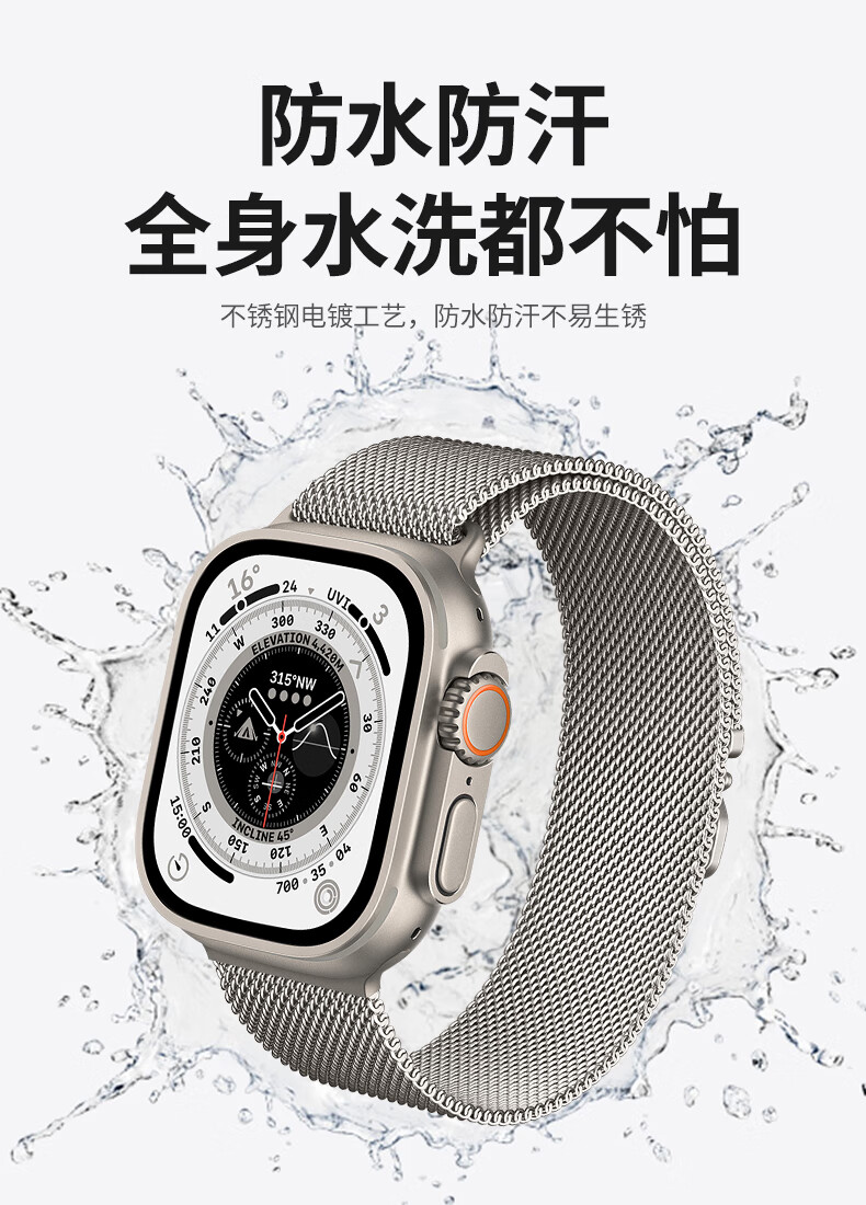BHO Compatible Milanese Loop for New Apple Watch Series 12 Strap, Apple Watch Series 11/SE3 Magnetic Parachute Band for IWatch S10/9/Ultra4/3 7