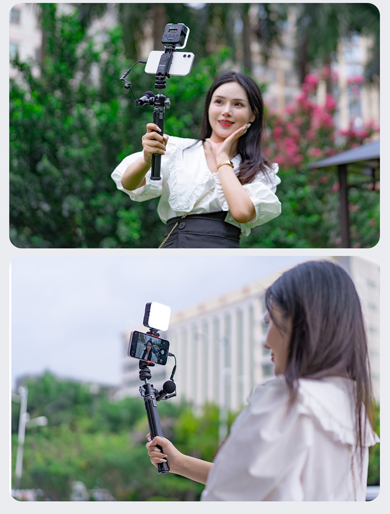 Ulanzi ST-6S Smartphone Clamp Bluetooth Remote Fill Light Kit, Horizontal And Vertical Shooting, Rotating Hot And Cold Boots, Viewfinder Flip Screen Monitor 9