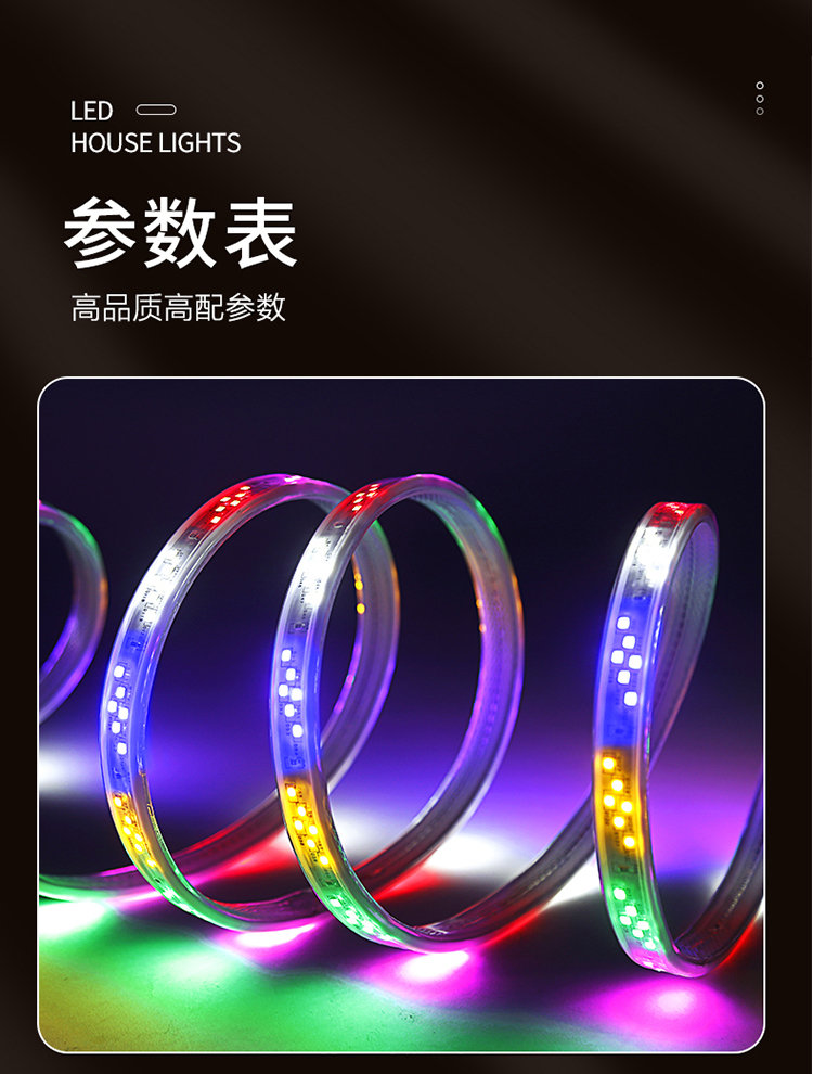 JingYunCan LED Marquee Light Strip Spring Festival Outdoor Decorative Colorful Flowing Soft LED Strip Waterproof Frostproof Color Changing Neon Flashing Sign Rainproof Set 96 Beads 20 Meters 1