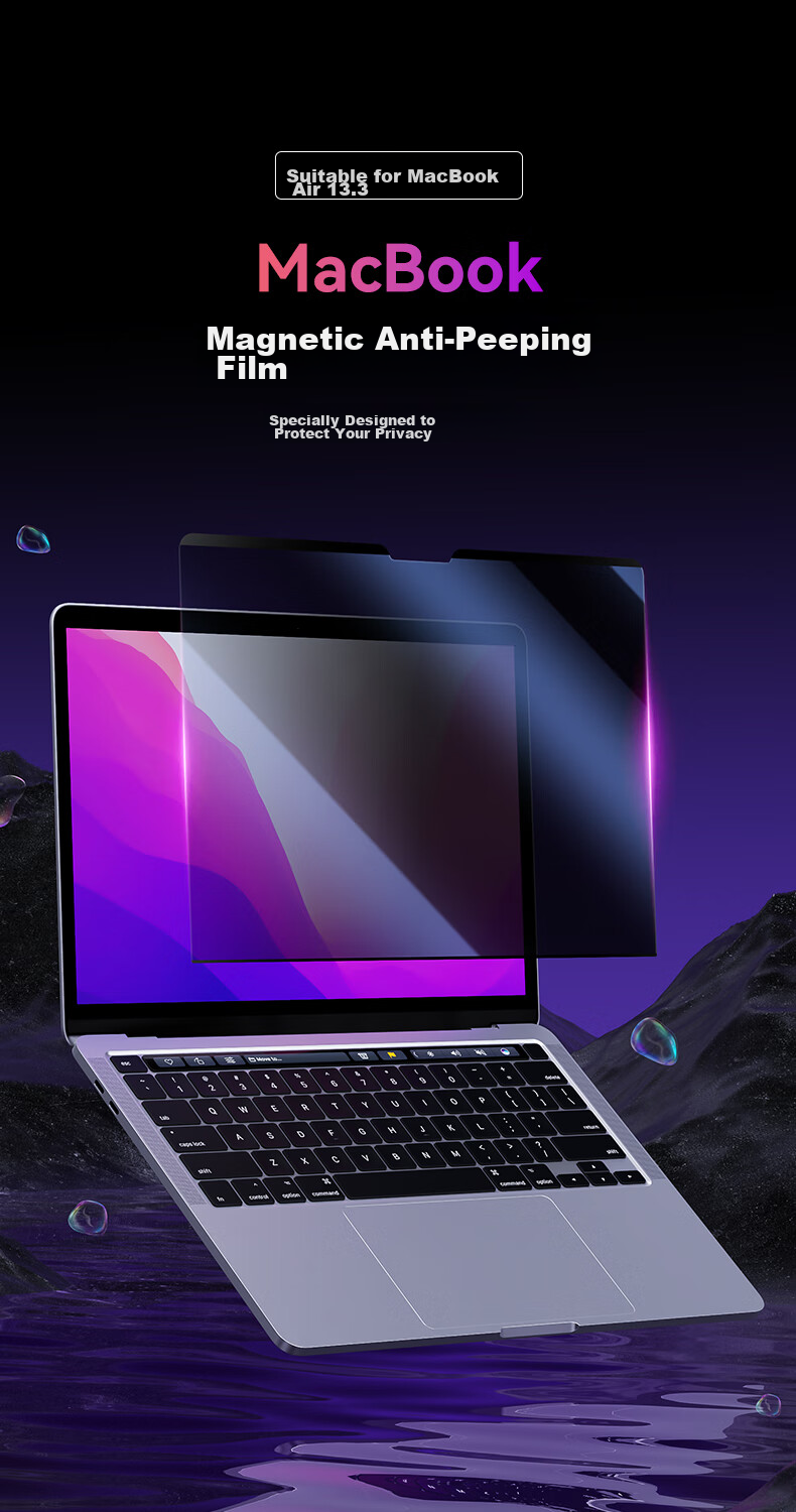BIAZE Privacy Screen Protector for Apple Macbook Air/Pro, 13.3-Inch Laptop Screen Magnetic Anti-Peeping Film, Detachable Privacy Protection Film, Universal Easy-To Scratch-Resistant 4