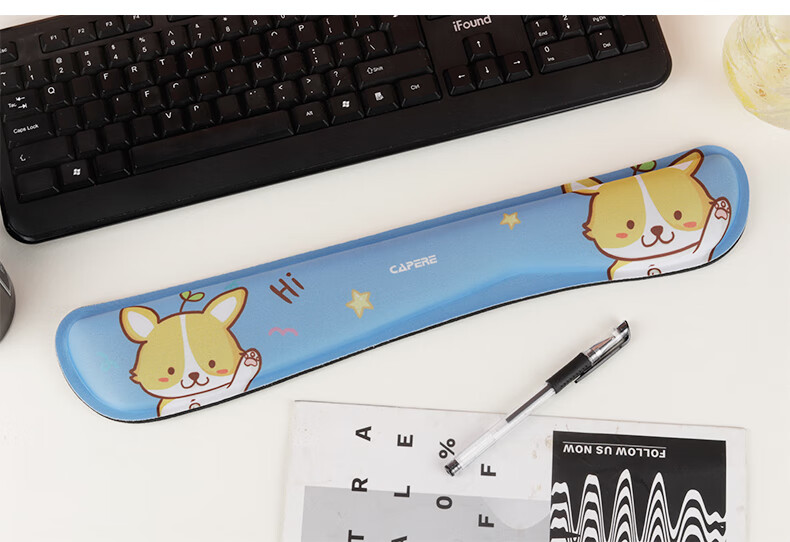 CAPERE Keyboard Wrist Rest, Slow Rebound Large Hand Support Wrist Pad, Comfortable Computer Office Wrist Cushion, Black H221, 420x85x25mm 12