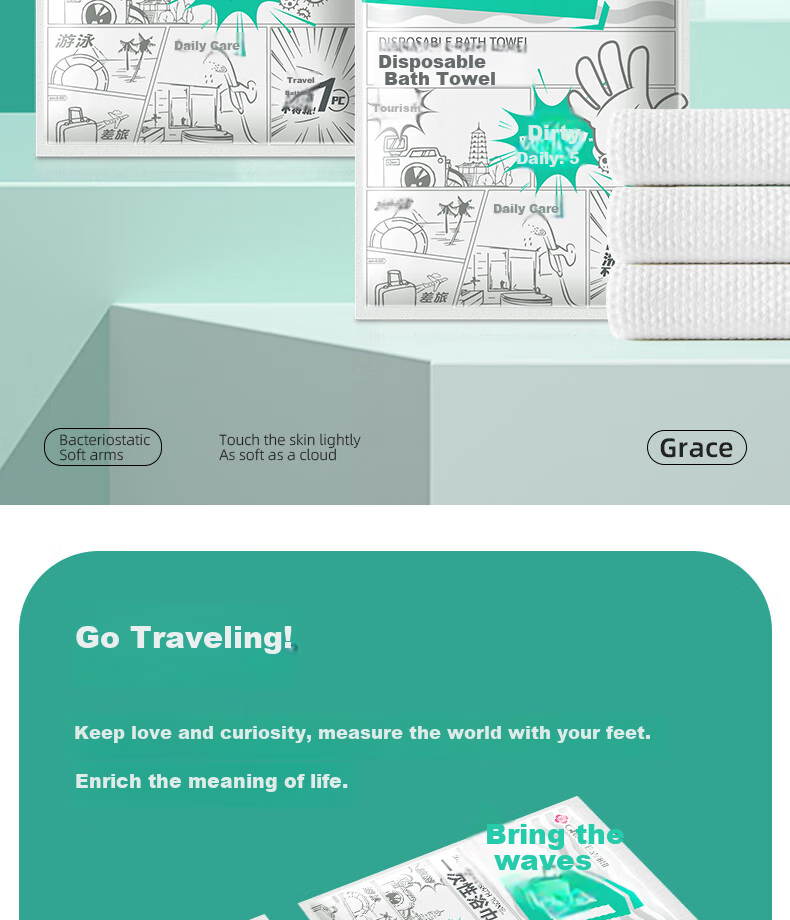 Grace Disposable Compressed Bath Towels, Hotel-Grade Thick And Large, Portable for Business Trips And Travel, Face Towels for Men And Women, 4-Pack 2