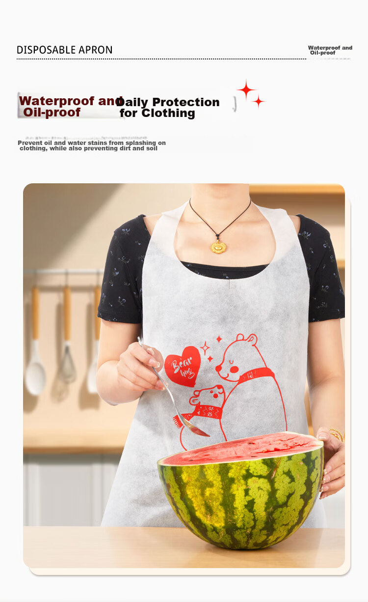 LANZIRAN Disposable Non-Woven Apron for Children And Adults, Hot Pot Oil-Proof Waterproof Bib, Pack of 30 4