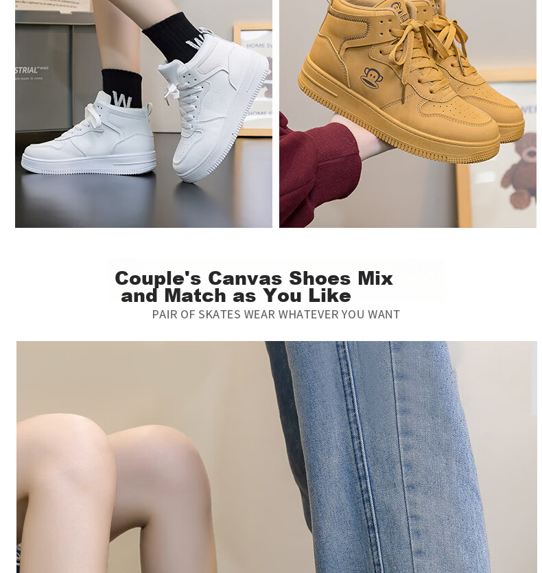 Paul frank Casual High-Top Sneakers for Women And Men, Couples' Soft-Soled Versatile Campus Sports White Shoes 222U White Men's Size 41 19