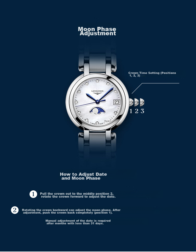 LONGINES Swiss Watch, Heart Moon Series, Ladies' Steel Strap Quartz Watch with Moonphase L81164716 12