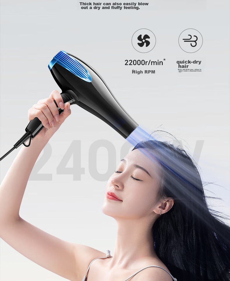 AUX Hair Dryer with Blue Light Negative Ions, 2400W High Power, Gentle on Hair, Electric Fan Blower for Home Use, Professional Salon Use 5