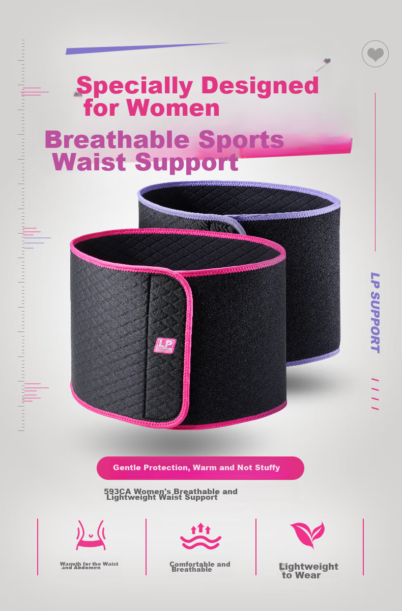 LP 593CA Sports Fitness Waist Support Belt for Women, Abdominal Compression Waistband for Running Yoga Dance, Black Purple 1