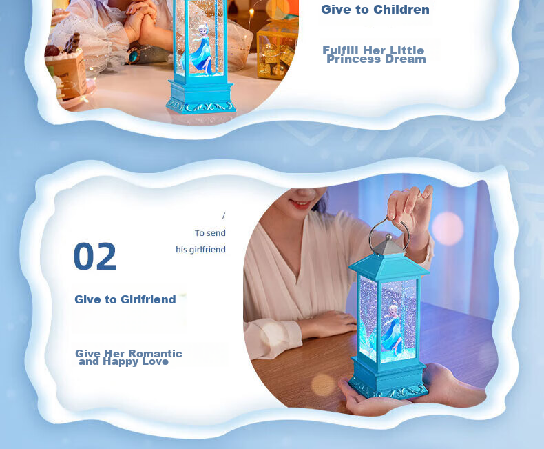 Disney Frozen Elsa Princess Musical Music Box Crystal Ball for Girls Aged 7-14, Children's Birthday Gift Wind Lamp Elsa 9
