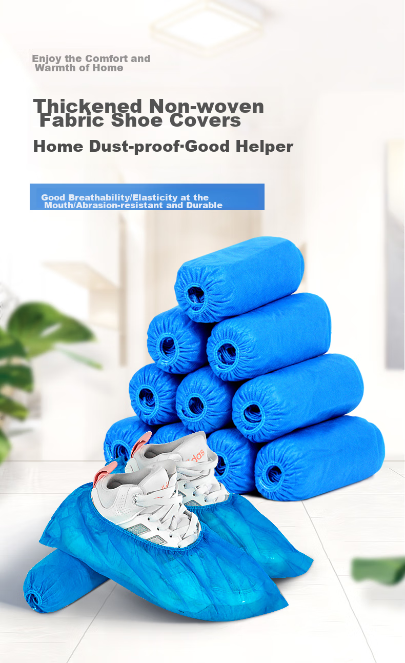 Temeiju Disposable Shoe Covers, Thickened Wear-Resistant Non-Slip Reusable Non-Woven Fabric Foot Covers for Computer Room, Students, Dust-Proof Home Use, 100 Pieces 1