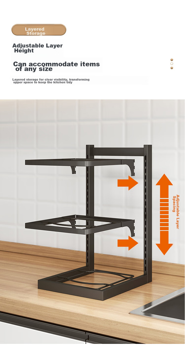 Ourunzhe Kitchen Extendable Storage Rack, Storage Shelf 34-60cm Cabinet Organizer Stackable, Large Off-White 7