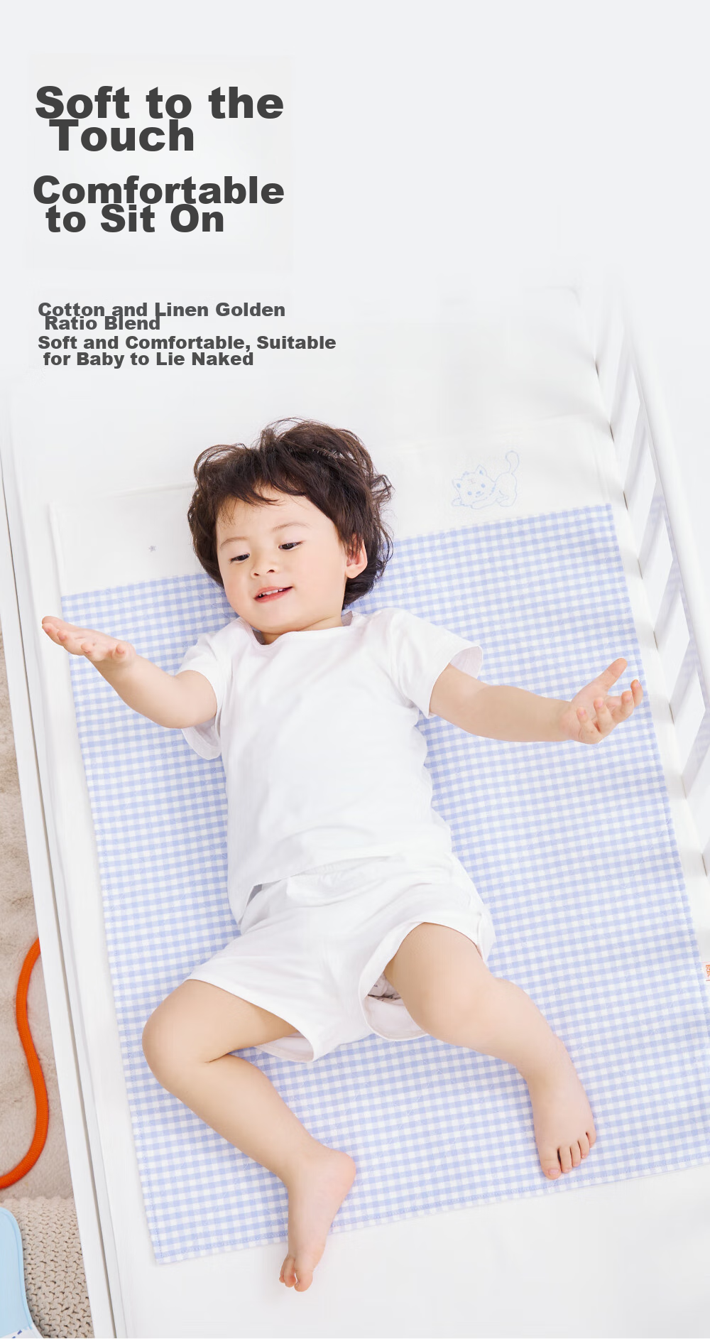 Liangliang Baby Waterproof Washable Cotton Linen Large Urine Pad Mattress 81x60cm Cooling Mat 6