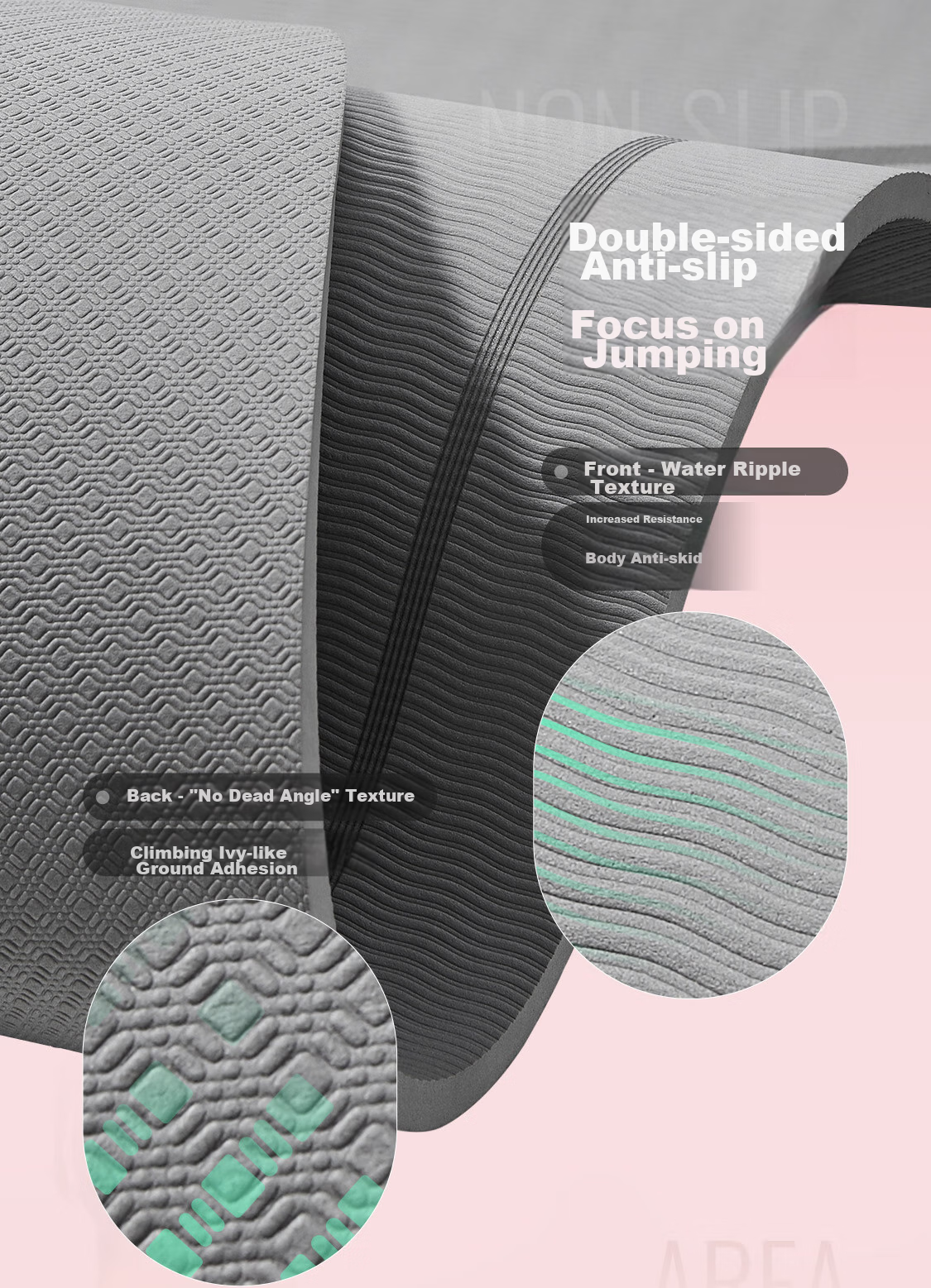Keep Jump Rope Mat, Soundproof, Thickened, Shock-Absorbing, 15mm Thick, for Men And Women, Sports Fitness, Quiet, Pilates, with Rope Or Without Rope, Indoor Use 7