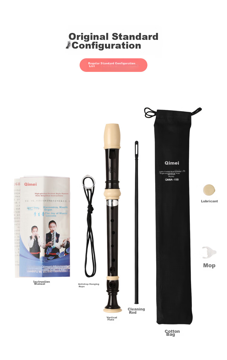 Qimei 8-Hole Classroom Instrument English-Style Bb Flute (With Canvas Case And Playing Instructions) 11