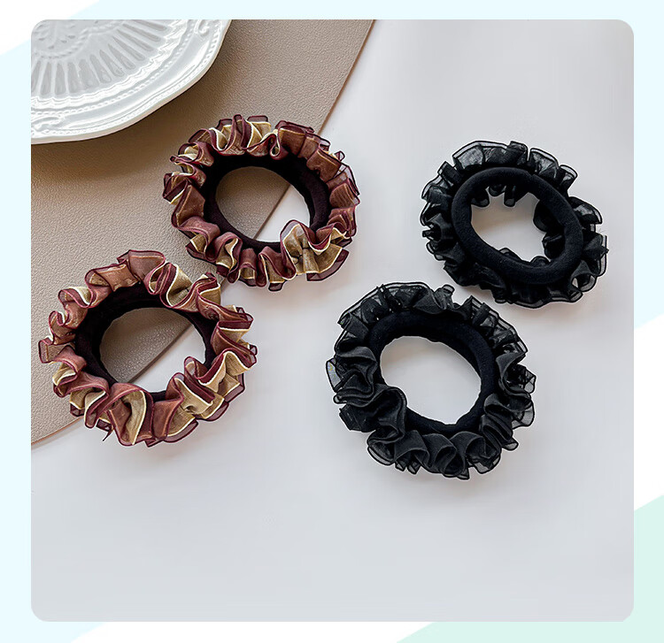 CHIMERA 3-Piece Hair Ties, Satin Large Intestine Hair Bands, Simple Rubber Bands for Bun Hairstyle, Hair Elastics, Hair Accessories, Women's Mid-Autumn Festival Gift 13
