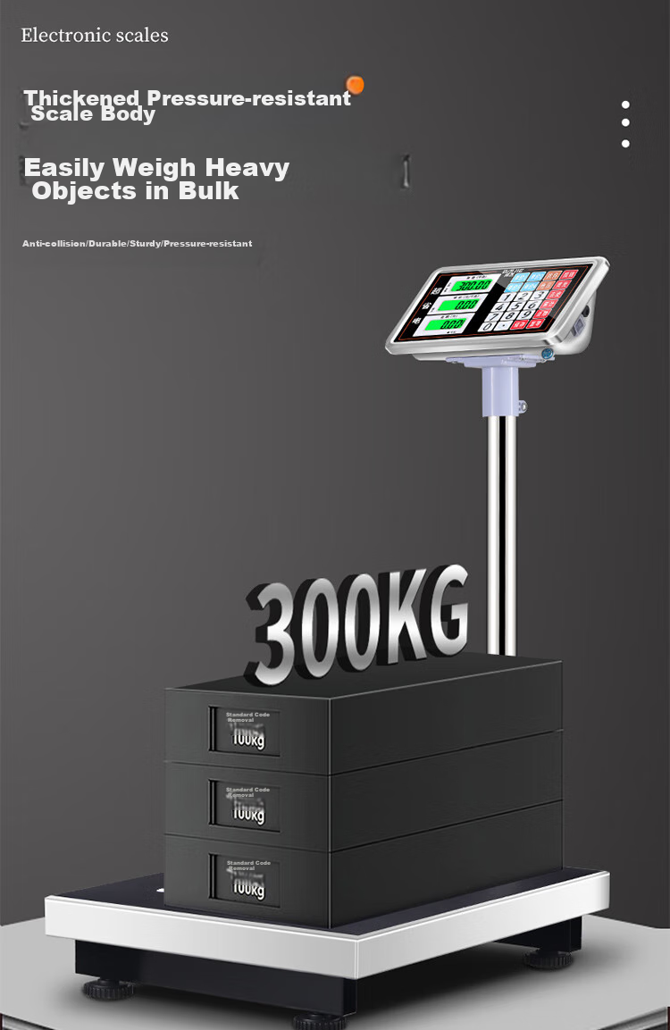 BJ (Baijie) Stainless Steel Electronic Scale Platform Scale Pricing Scale Express Scale Weighing Scale 300KG Stainless Steel Color 9