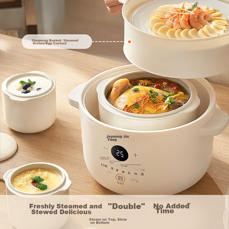 Joyoung Electric Stew Pot, Double Boiler, Multi-Functional Pot, Baby Food Cooker, Soup Pot, Bird's Nest Stew Pot, Soup Stew Pot, Steamer, One Pot with Three Inner Pots GD187