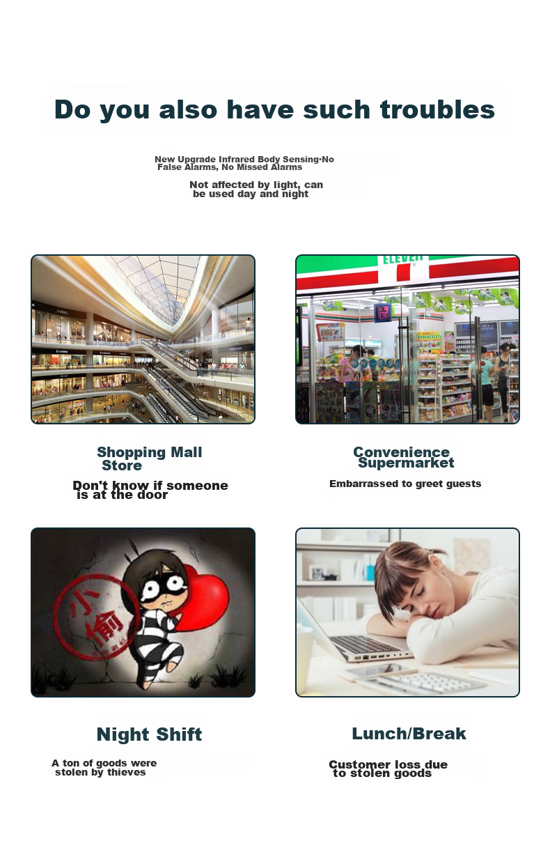 LFang Doorbell Sensor, Split-Type Shop Entrance Welcome Sensor, Two-In with Remote Control 3