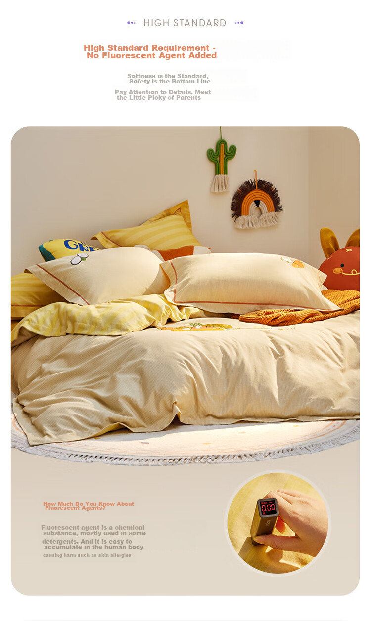 Luolaikids Four-Piece Set, Maternal And Infant Class A Pure Cotton Thickened Brushed Duvet Cover Bed Sheet Pillowcase Pure Cotton Quilt Cover, 200*230 7