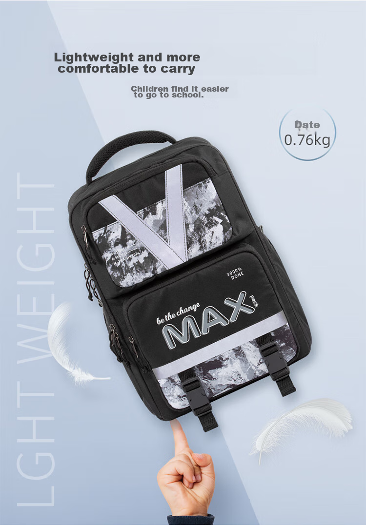 TigerFamily Middle School Backpack for Grades 3-9, Children's Spine-Protecting And Load-Reducing Backpack, Suitable for Boys And Girls 13