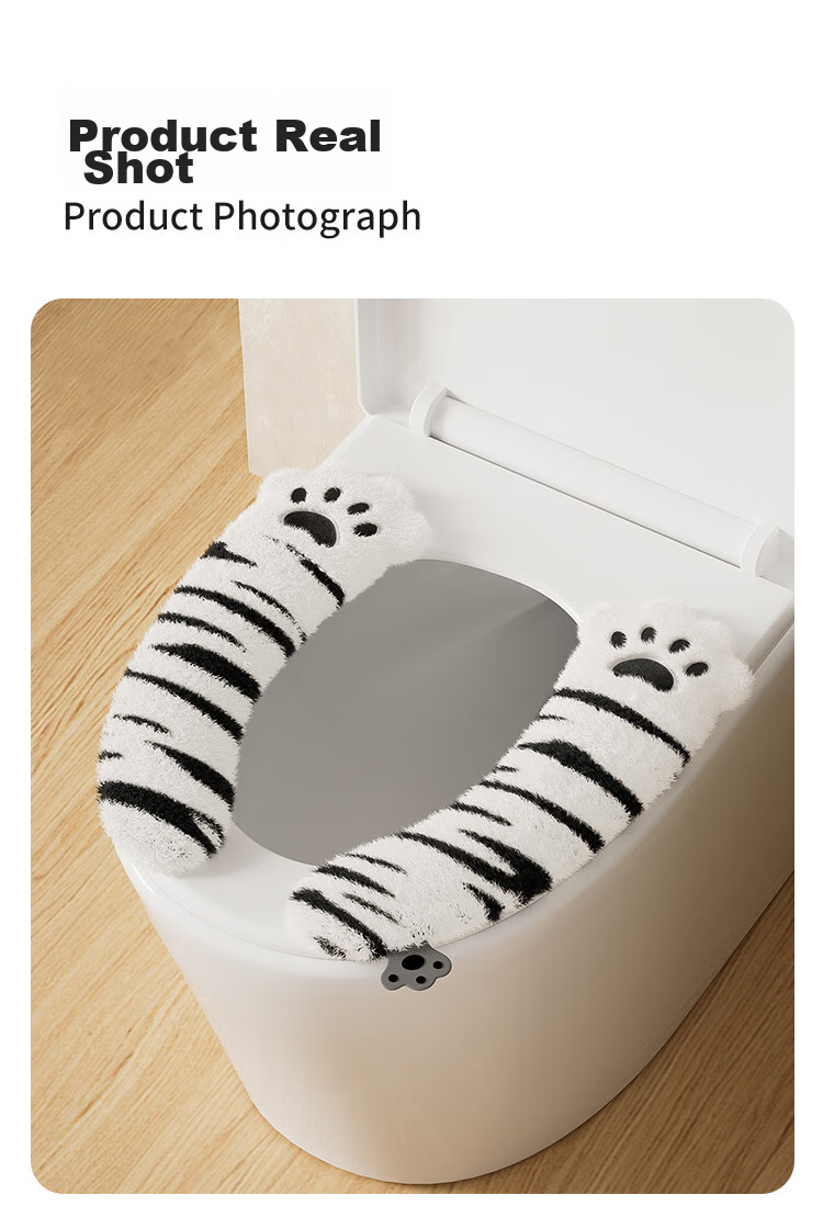 Baoshi Toilet Seat Cover, Thickened And Warm, Rabbit Fur Style, Skin-Friendly, Cute Design, Washable in Winter, Bathroom Mat 8