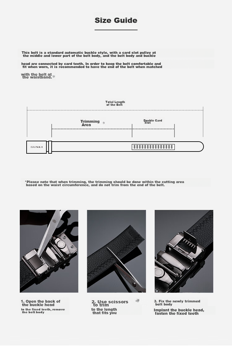 GUSKI Brand Men's Leather Belt with Automatic Buckle, Waist Belt Gift Box, Birthday Present for Boyfriend Or Husband 10