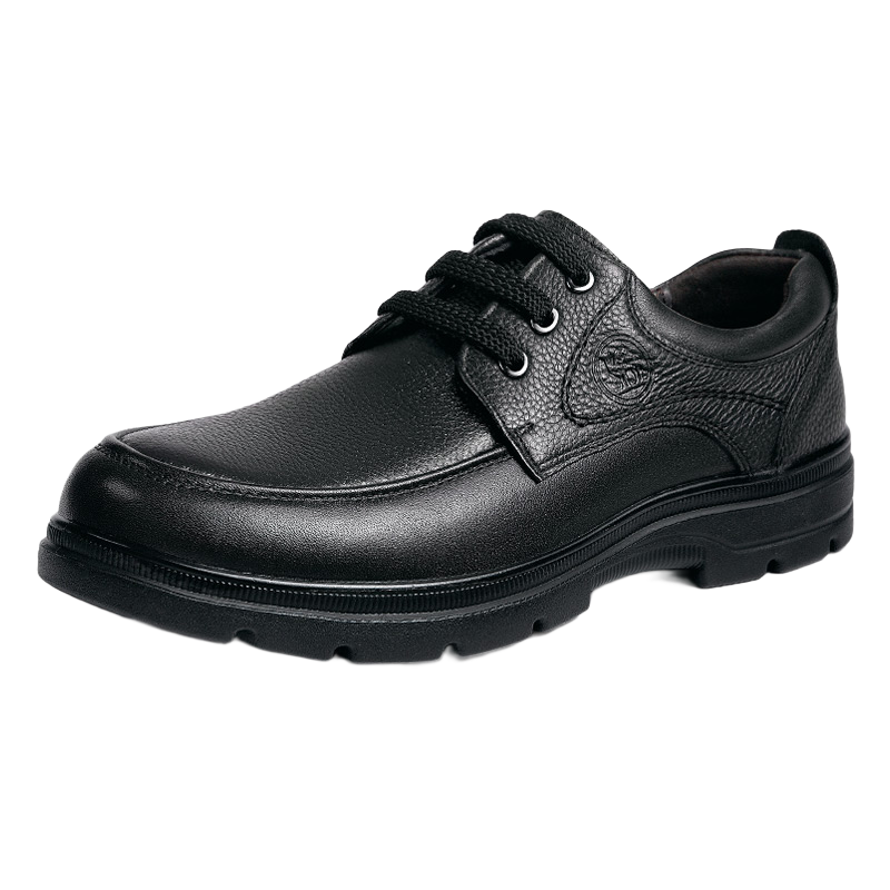 CAMEL Brand Men's Leather Shoes, Cowhide Business Casual Dad Shoes, Soft-Soled Derby Shoes W932211710 Black Size 39